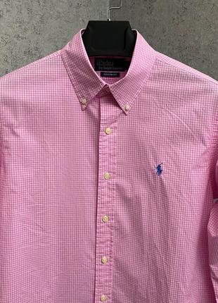 Розовая клетчатая рубашка от бренда polo ralph lauren3 фото