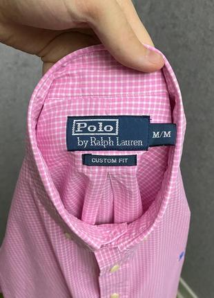 Розовая клетчатая рубашка от бренда polo ralph lauren5 фото