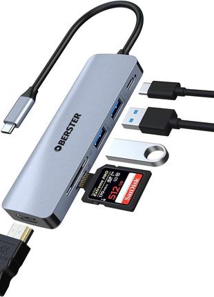 Сток usb c hub hdmi многопортовый адаптер usb c 6 в 1