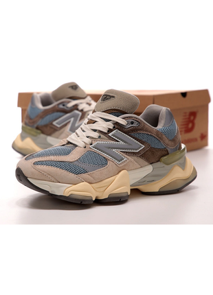 Замшеві демисезонні кросівки new balance 9060 beige brown blue