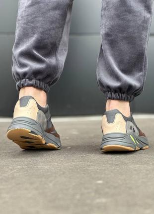 Мужские кроссовки серо-коричневые эко замш/сетка👟3 фото