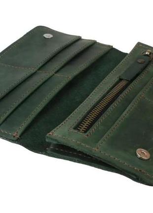 Кошелек портмоне кожаный большой зеленый