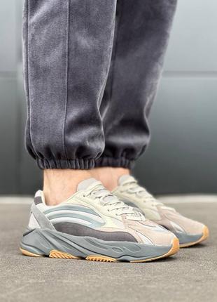 Мужские кроссовки эко замш серо-бежевые👟