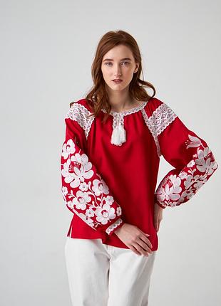 Вишиванка жіноча "конвалія" червона