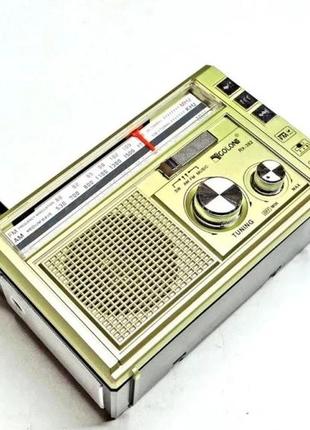 Портативний радіоприймач golon rx-382 акумуляторний mp3 usb/sd/tf led ліхтарик gold для зв'язку