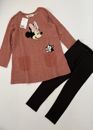 Костюм h&m minnie mouse платье туника и легинсы весна лето4 фото