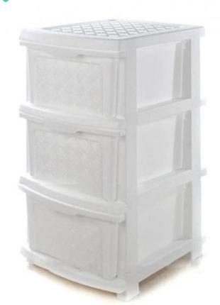 Белый пластиковый комод, шкафчик, тумбочка на 3 ящика