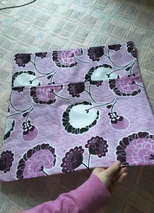 Наволочка с цветами с блёстками декоративная на подушку фиолетовая розовая сиреневая3 фото