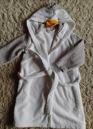 Махровый халат english home 4-6 лет пингвин