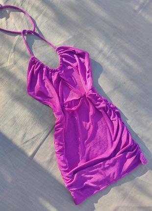 Мини платье с драпировкой на завязках