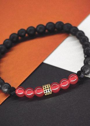 Чоловічий Браслет натуральні сердолік, лава, агат