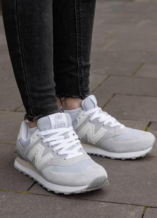 Женские кроссовки new balance 574 silver white5 фото