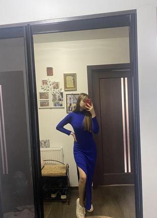 Платье синее трикотажное2 фото