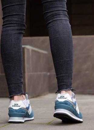 Жіночі кросівки new balance 574 blue white7 фото