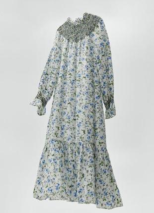 Платье льняное zara, длинное с оборкой2 фото