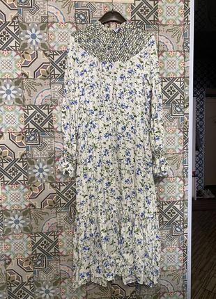 Сукня лляна zara, довга з оборкою3 фото