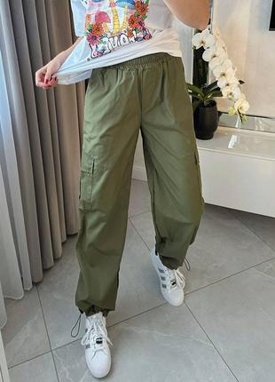 Стильні трендові штани з якісної плащівки еммі 💥+великий розмір карго спортивні брюки