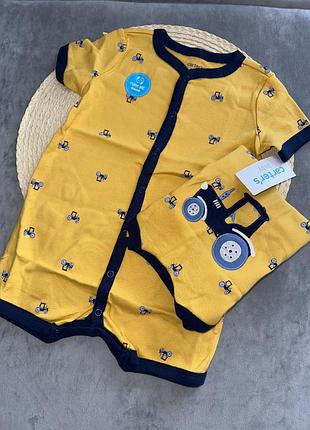 Carter's котонові тоненькі пісочники на попці принт трактор