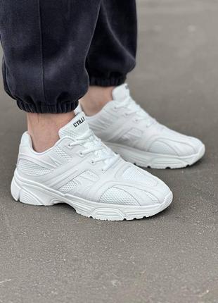 Мужские белые кроссовки сетка👟