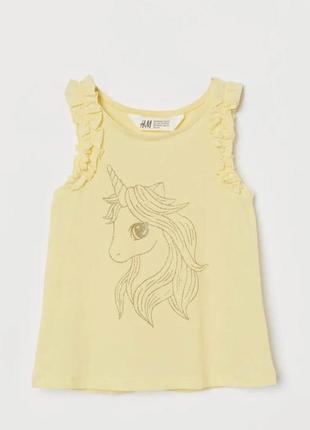 Футболка - майка желтая пони h&amp;m 4-6 лет