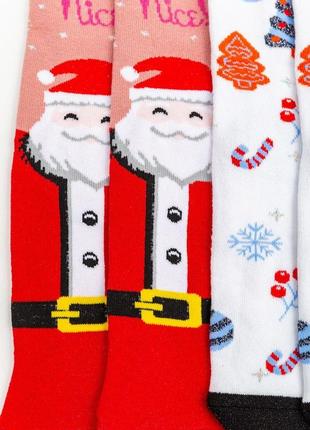 Комплект женских носков новогодних 3 пары, цвет красный,белый,светло-серый, 151r2633 фото