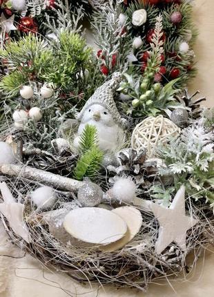 Новогодняя рождественская композиция новогодний декор венок подсвечник зимний мини сад3 фото