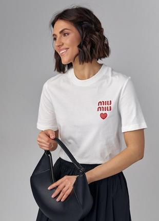 Трикотажна жіноча футболка з написом miu miu2 фото