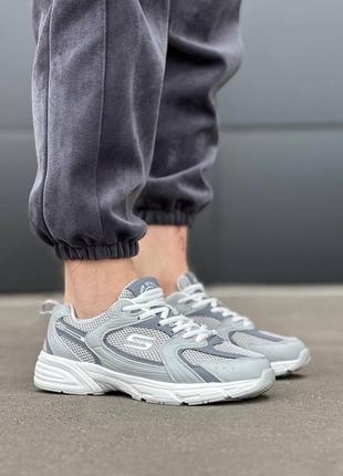 Мужские кожаные кроссовки в сером цвете👟