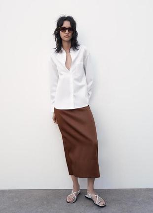 Поплінова  сорочка рубашка біла базова зара zara широка zw collection