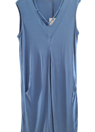 Платье голубое с v-образным вырезом maloka, португалия