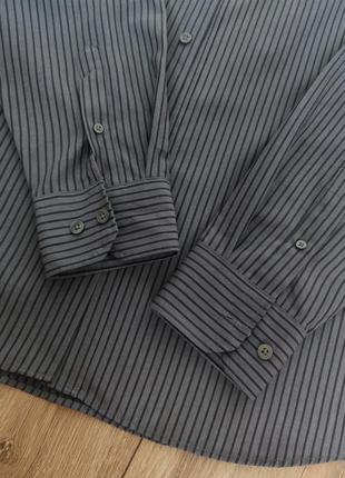Подовжена сіра сорочка у смужку, оверсайз, m-l-xl, максимум 52-54 розмір7 фото