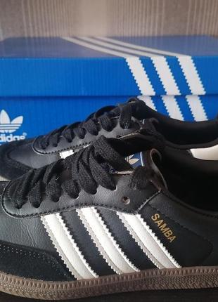 Кеды кожаные кроссовки женские adidas samba black4 фото