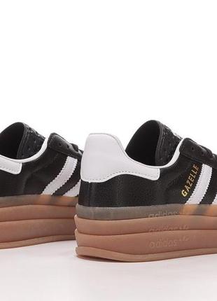 Женские кожаные кеды на платформе adidas gazelle bold black5 фото