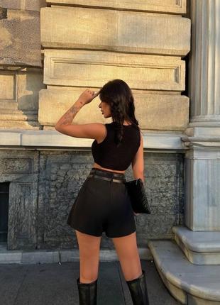 Женская юбка мини с шортами на высокой талии.2 фото