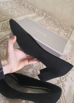 Туфли tamaris почти новые черные кожа замша 40 размер 26 см каблука 6 см5 фото
