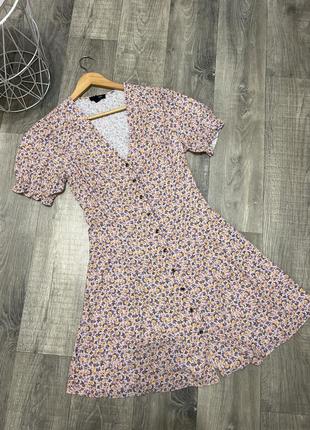 Літня коротка сукня з рукавами ліхтариками квітковий принт віскоза tall2 фото