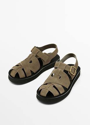 Сандалии из замши massimo dutti