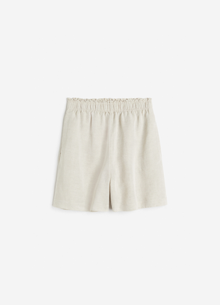 Лляні шорти h&amp;m linen-blend pull-on shorts1 фото