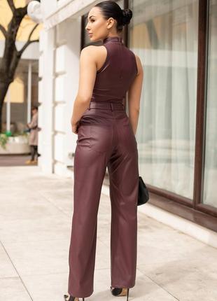 Кожаные брюки прямого кроя женские брюки экокожа2 фото