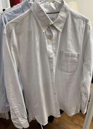 Белая хлопковая рубашка (рубашка) в мелкий принт1 фото