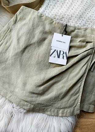 Льняная юбка шорты на запах zara 7 лет (122 см)