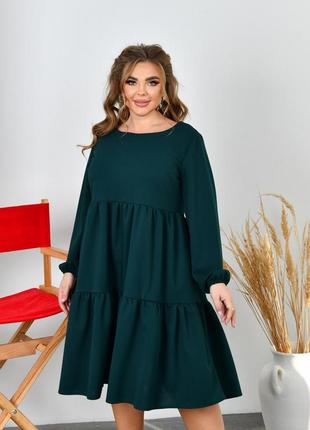 Платье с длинным рукавом и воланами