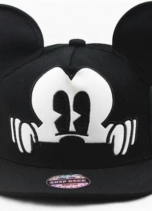 Детская кепка снепбек с ушками микки маус с прямым козырьком