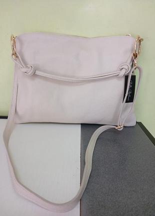 Сумка планшет шкіряна світлий беж