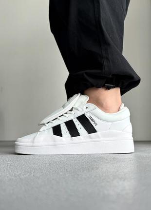 Шикарные женские кроссовки adidas campus x bad bunny white белые