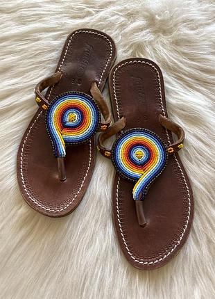 Шлепанцы женские, кожаные.