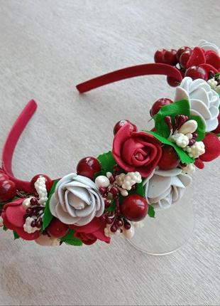 Обруч\венок с фомерановыми цветами ручной работы, арт ло-0086