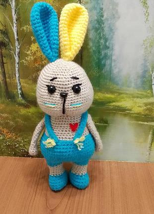 Український зайчик патріот жовто-блакитний вухатий зайчик