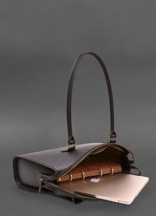 Жіноча шкіряна сумка business темно-коричнева краст7 фото