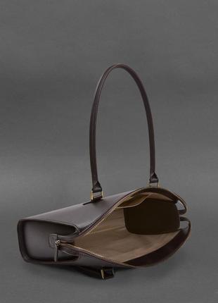 Жіноча шкіряна сумка business темно-коричнева краст6 фото